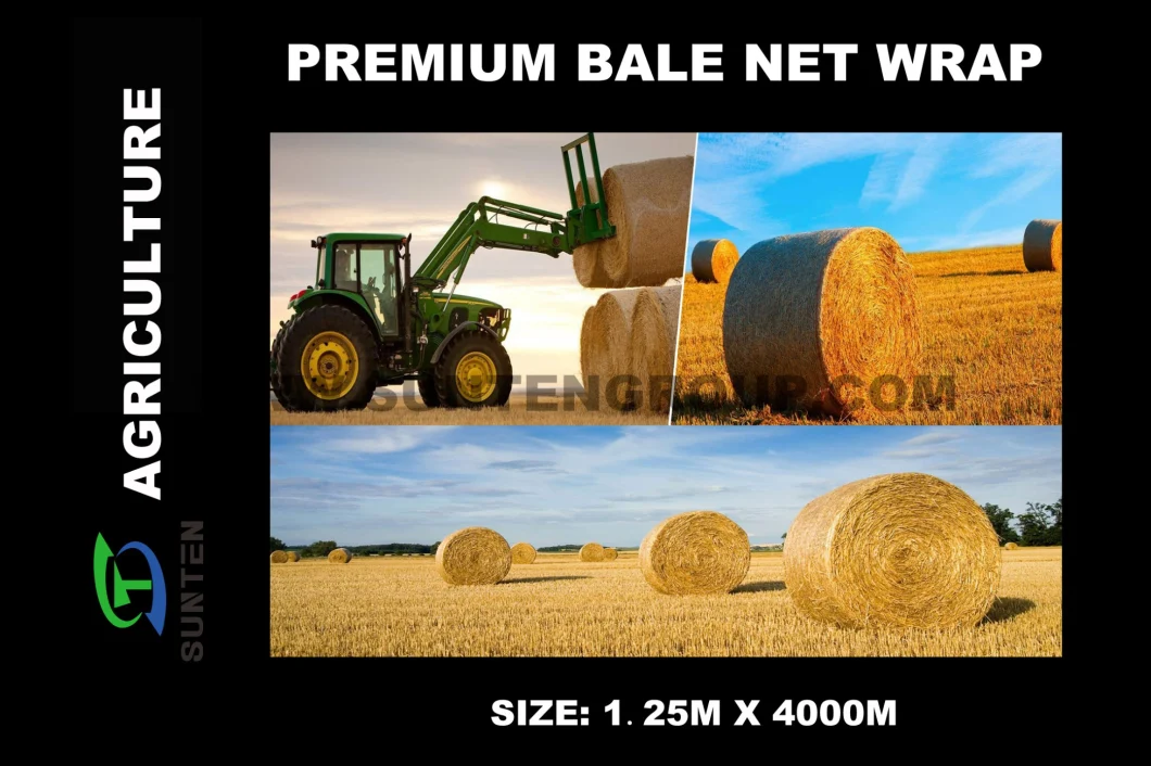 High Elasticity PE/Polyethylene/PP/Plastic/Grass Hay Bale/Agricultural White Packing Round Silage/Bales Net Wrap